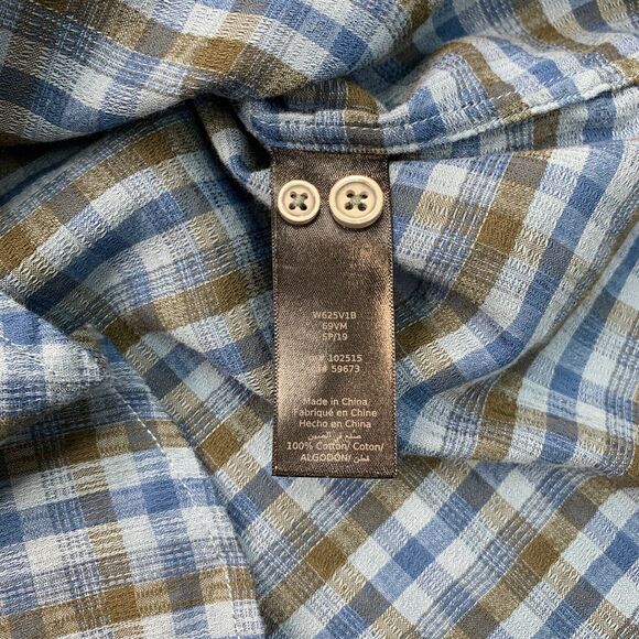 John Varvatos Shirt Mens XL Extra Large Blue Green Plaid Button Up Long Sleeve - Picture 6 of 10